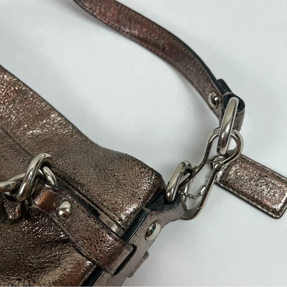 COACH Brooke Handbag Leather Pewter Hobo Bag Purse